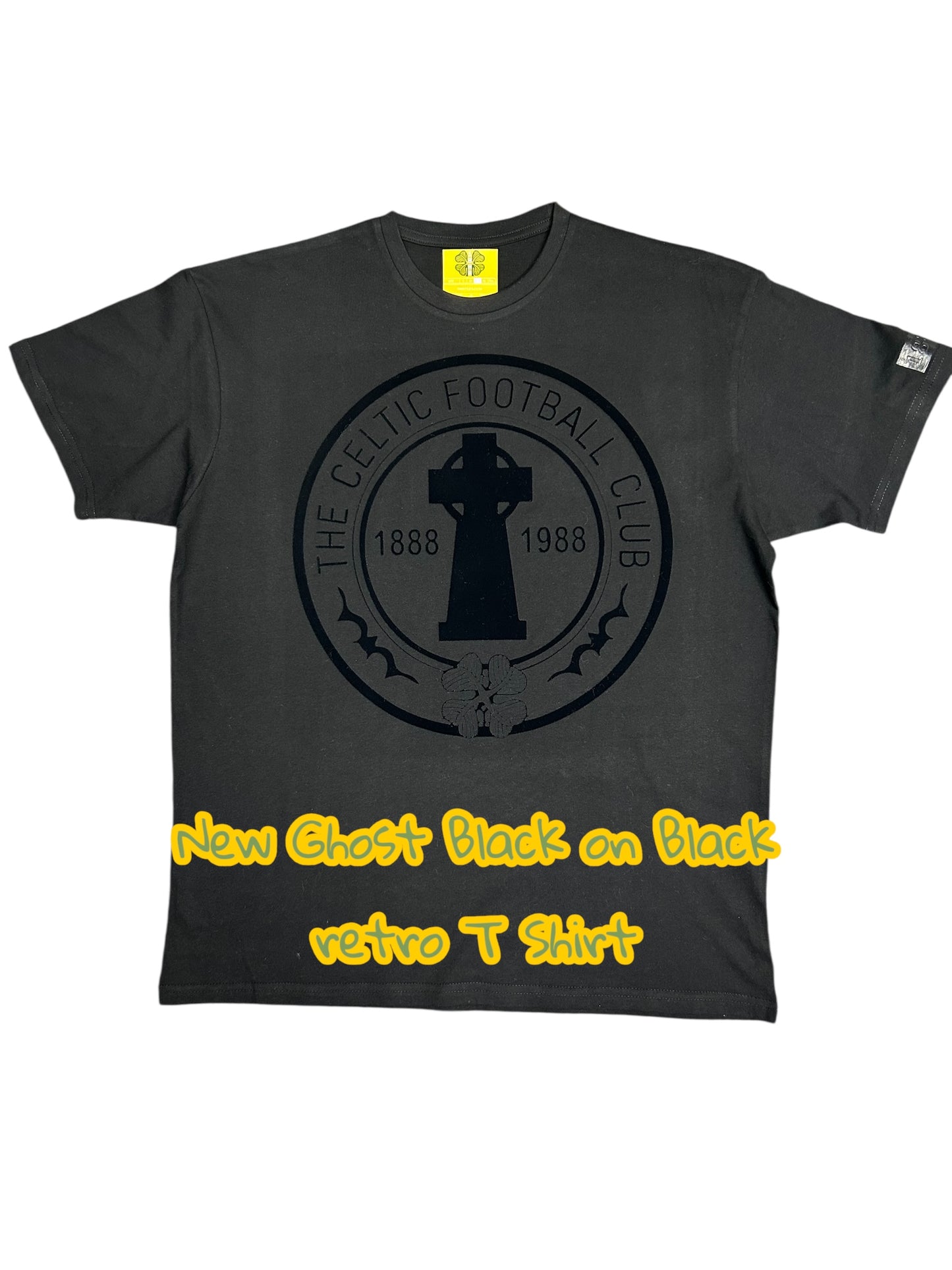 1 NEW RETRO ANNIVERSARY T SHIRT IN BLACK ON BLACK GHOST PRINT