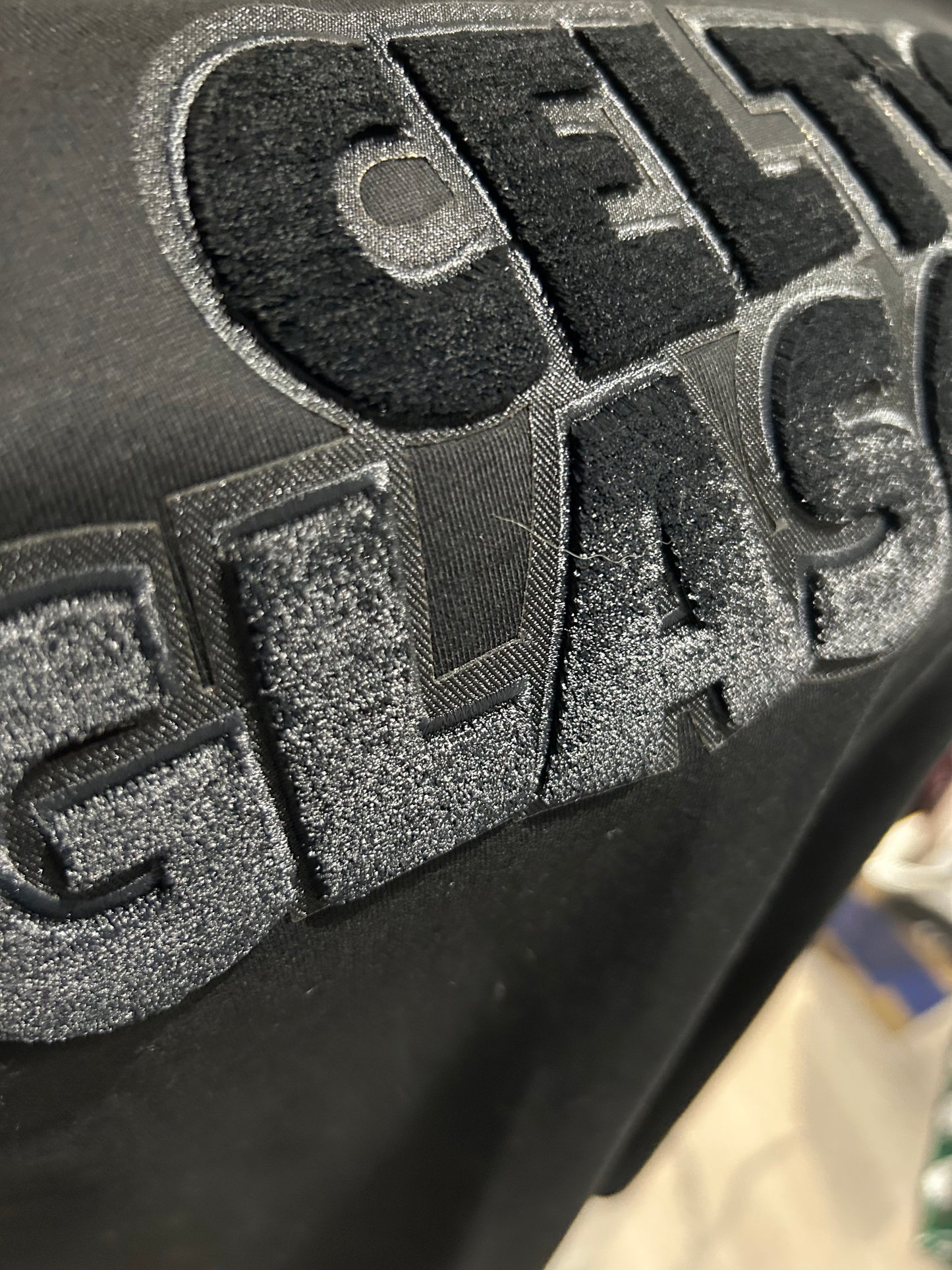 'CELTIC GLASGOW' BLACK GHOST 3D TEXTURED EMBROIDERY T-SHIRT